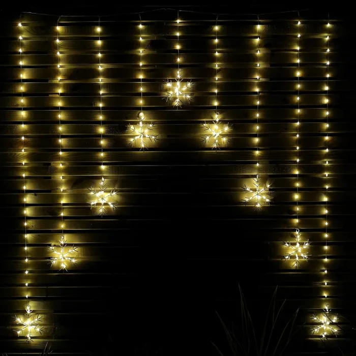 1.2m LED Snowflake Curtain Lights Christmas Decorations in Warm White