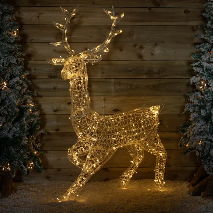 1.4m Light up Soft Acrylic Christmas Stag with 300 Warm White LEDs