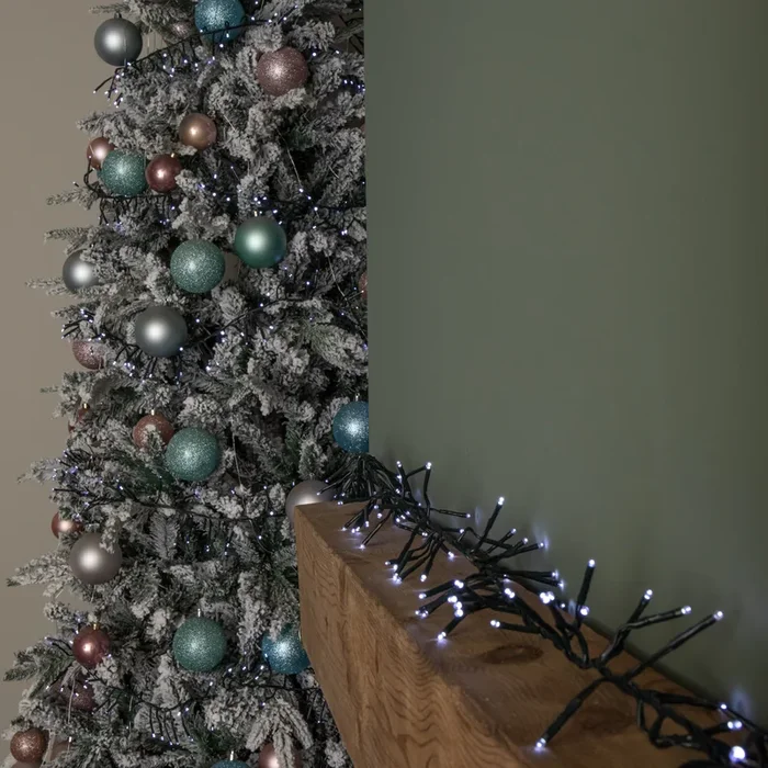 18.5m 1440 LED Christmas Cluster Multi-Action String Lights with Timer in White