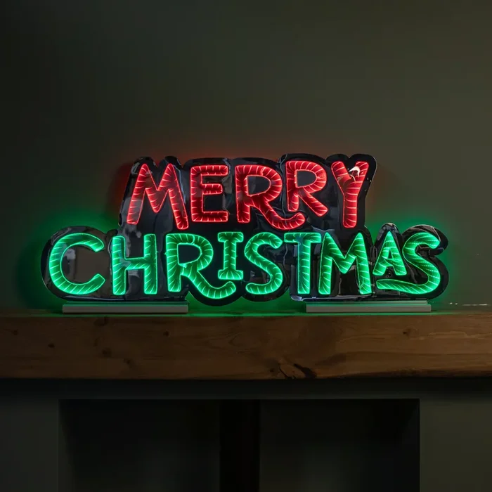 1m Light up Merry Christmas Infinity Light Decoration with Red and Green LEDs