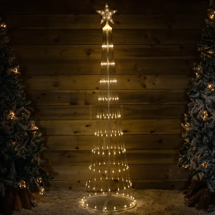 2.5m Light up Christmas Cone Tree with 320 Warm White LEDs and Timer Function
