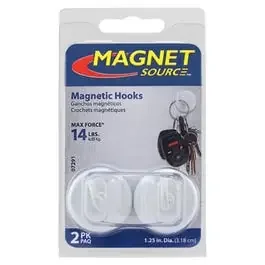 2-Piece White Magnetic Hooks – 14-Lb. Pull