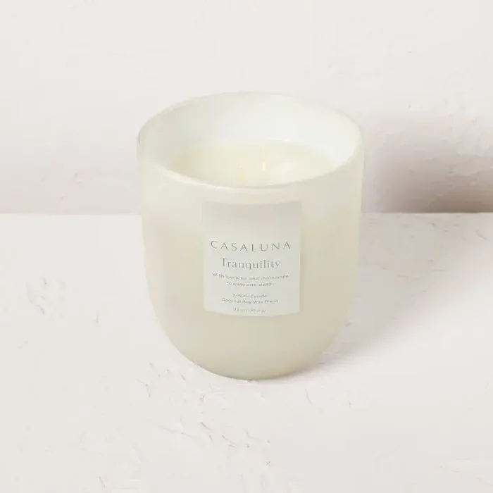 2-Wick Tranquility Core Frosted Glass Wellness Jar Candle White 24oz – Casaluna™ Soy & Coconut, Chamomile Scent