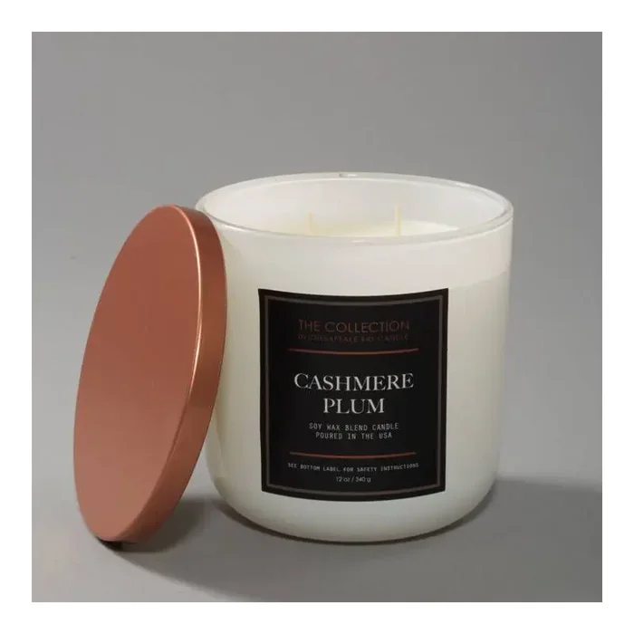 2-Wick White Glass Cashmere Plum Lidded Jar Candle 12oz – The Collection By Chesapeake Bay Candle