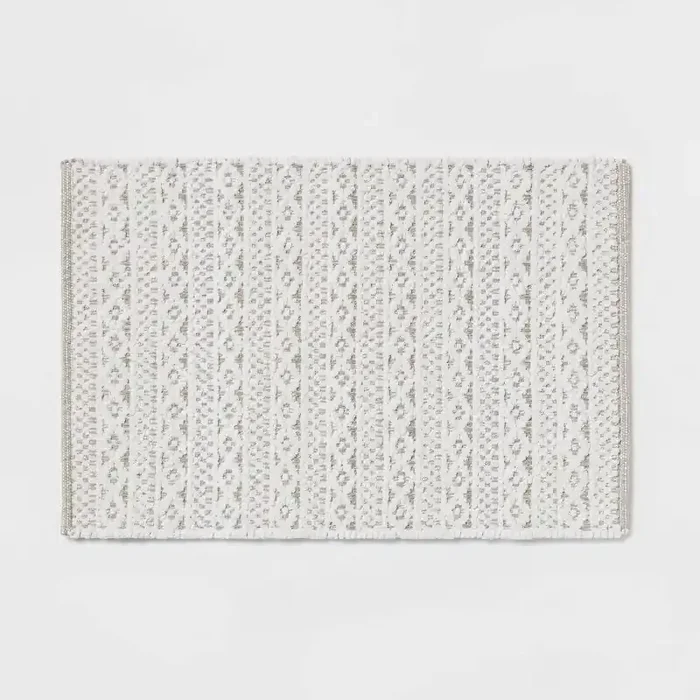 20″x32″ Chenille Bath Mat Gray/White – Threshold™ Cotton Woven, OEKO-TEX Certified, Machine Washable