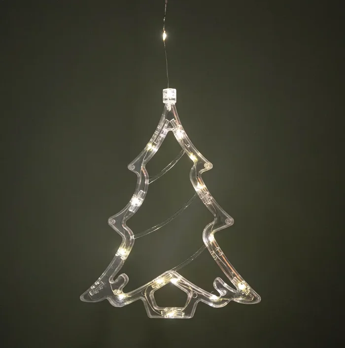 20cm Battery Operated Light up Christmas Tree Window Decoration with Warm White LEDs