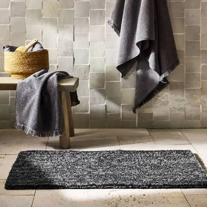 21″x34″ Organic Melange Reversible Bath Rug Black – Casaluna™