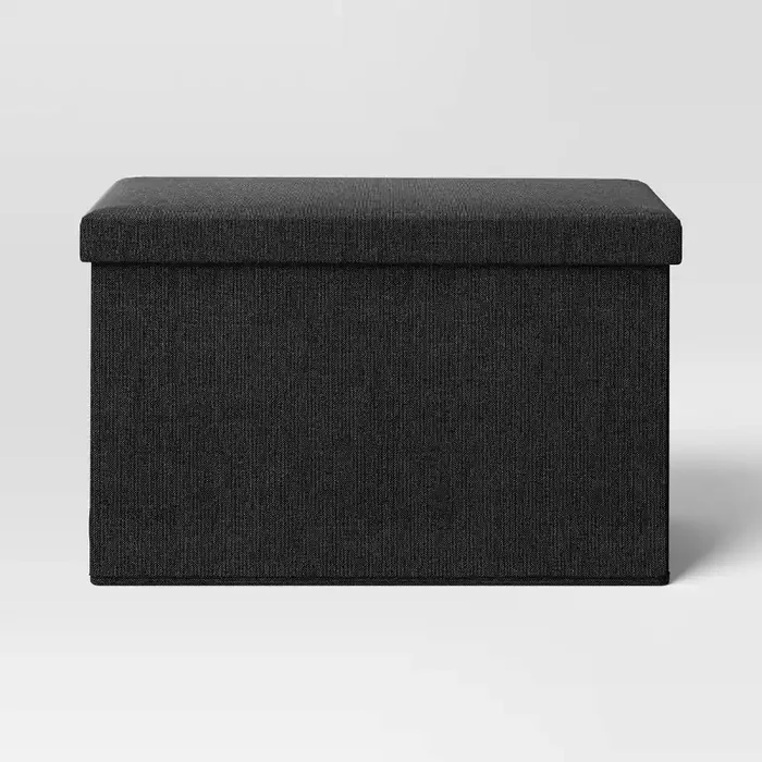 24″ Collapsible Double Storage Dorm Ottoman Black – Room Essentials™