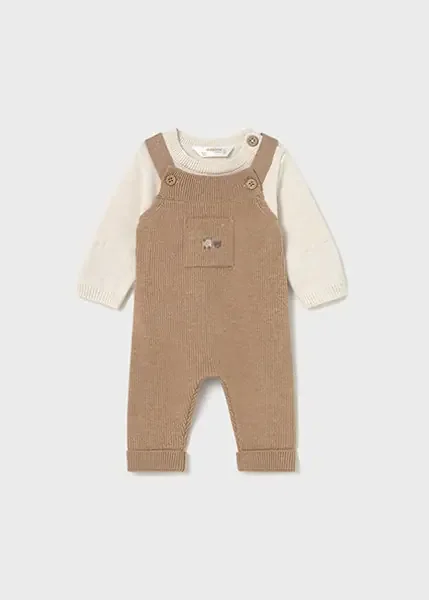 2PC SET TOFFEE KNIT DUNGAREES