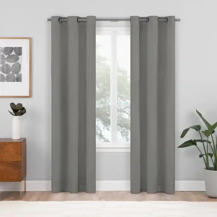 2pk 37″x63″ Eclipse Blackout Shadow Window Curtain Panels Gray