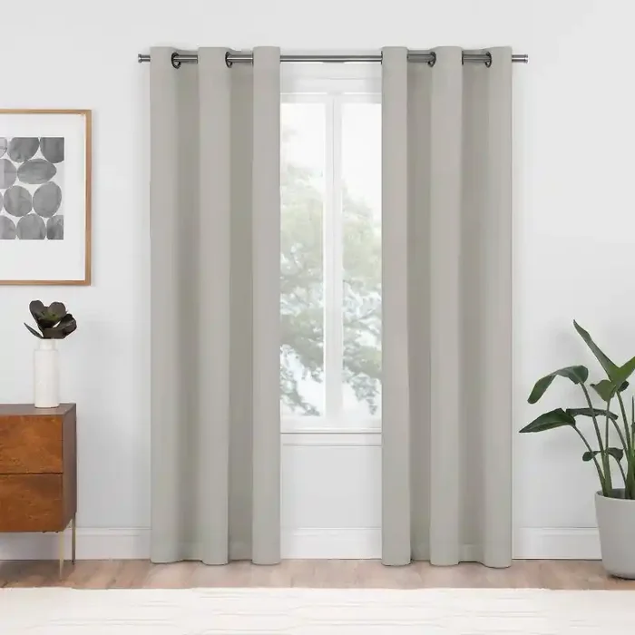 2pk 37″x63″ Eclipse Blackout Shadow Window Curtain Panels Silver
