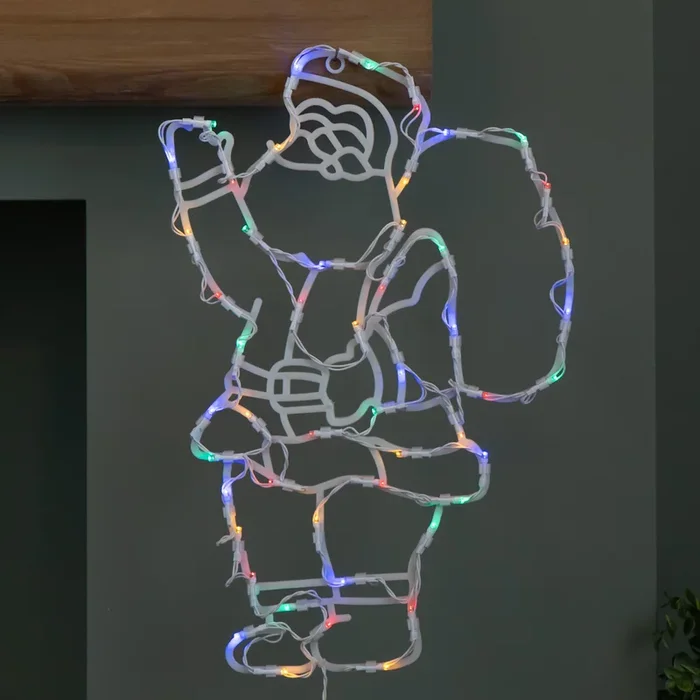 44cm Battery Powered Light up Hanging Christmas Santa with Multi-Coloured Multi-Action LEDs