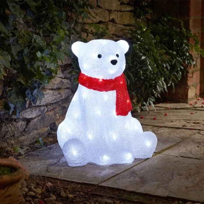44cm Light up Christmas Polar Bear Decoration with 50 Cool White LEDs