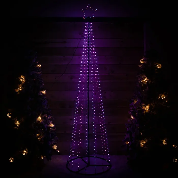 4m (13ft) Light up Christmas Pyramid Cone Tree with 1374 Multi-Action Rainbow LEDs