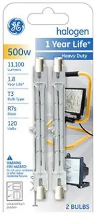 500W HALOGEN T3 BULB QUARTZ R7S BASE 2PK