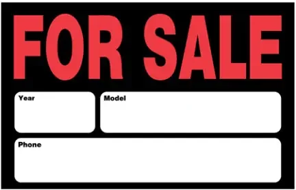 8 X 12 BLACK AND RED FOR SALE SIGN