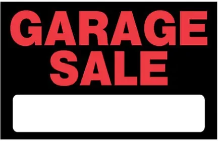 8 X 12 BLACK AND RED GARAGE SALE SIGN