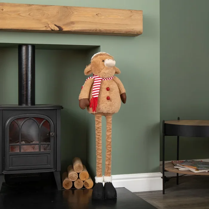 84cm Tall Plush Standing Christmas Highland Boy Cow with Extendable Legs