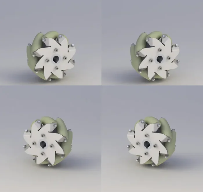 A Set of 127mm Stainless Steel Mecanum Wheel with PU Roller – 14190