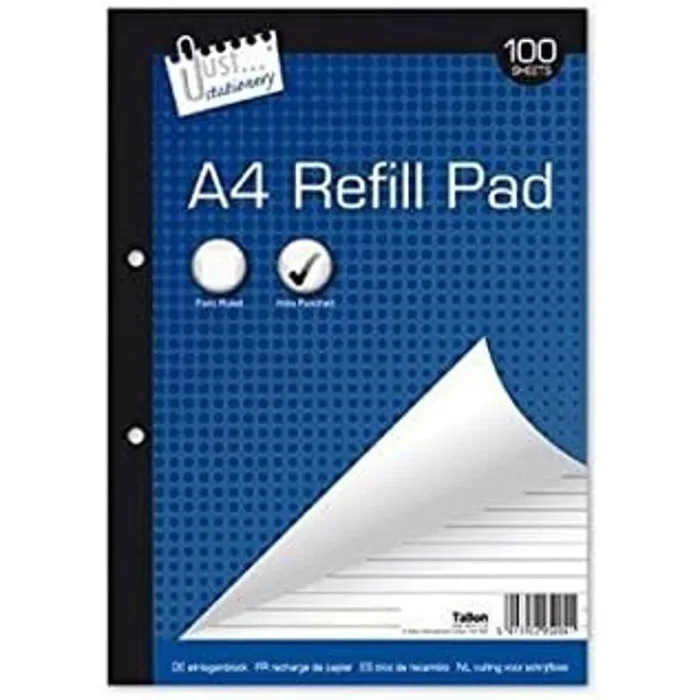 A4 Plain Refill Pad 54gsm Sheet Side Bound – Case of 6