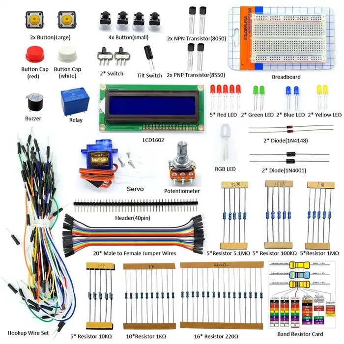 Adeept Project 1602 LCD Starter Kit LCD1602 for Raspberry Pi Servo Relay with PDF Guide