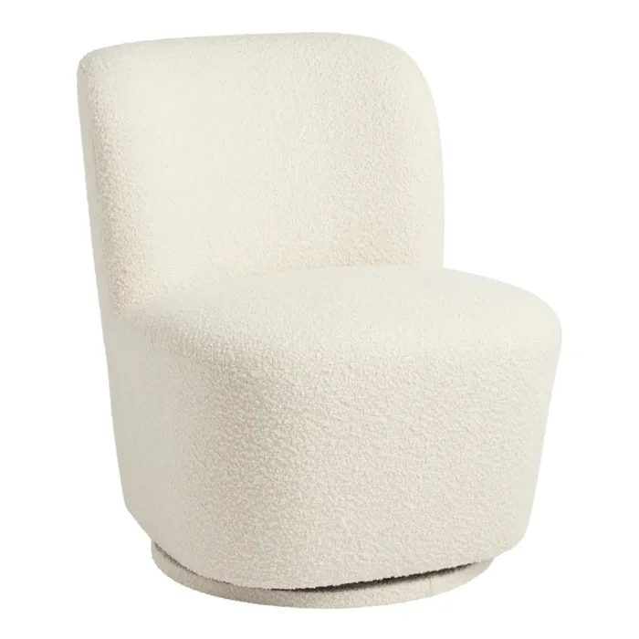 Adleigh Ivory Boucle Upholstered Swivel Chair