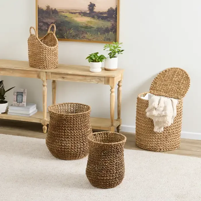 Adora Water Hyacinth and Rattan Basket Collection