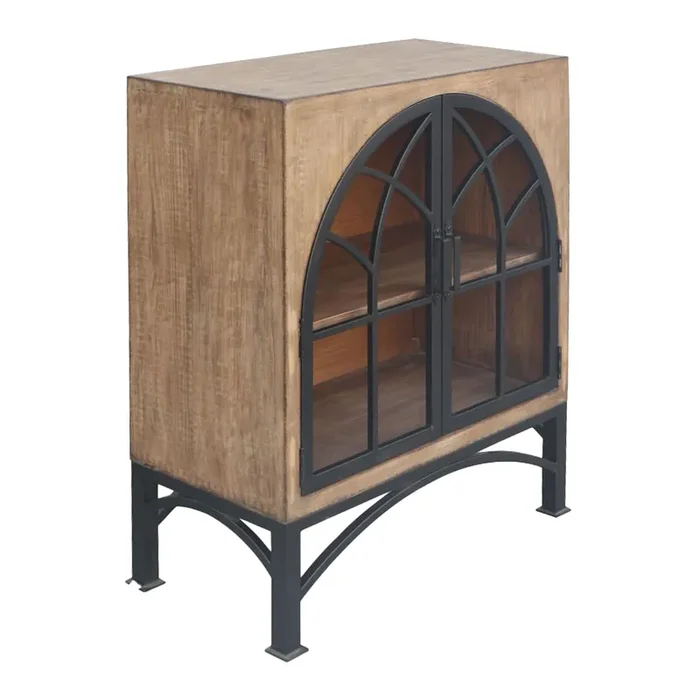 Alderman Reclaimed Pine and Iron Arched Door Storage Cabinet