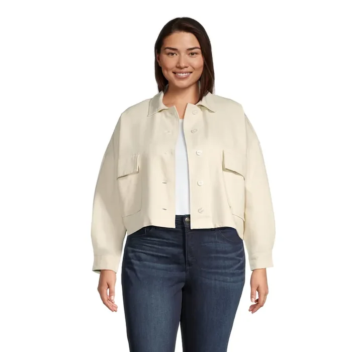 Alicia Oatmeal Textured Shirt Jacket with Pockets