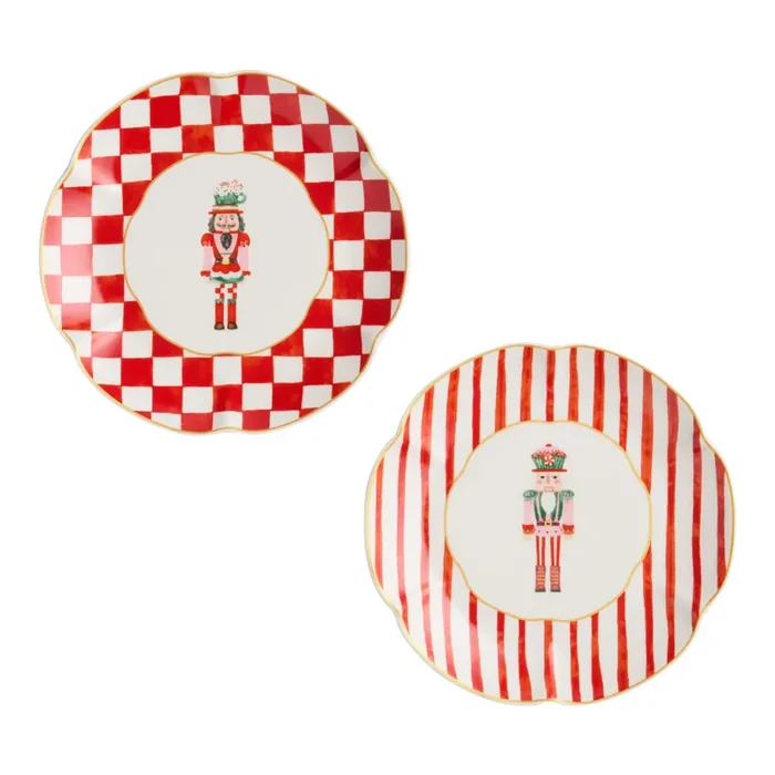 All The Trimmings Nutcracker Appetizer Plates Set of 2