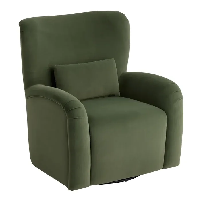 Allerton Dark Olive Velvet Wingback Upholstered Swivel Chair