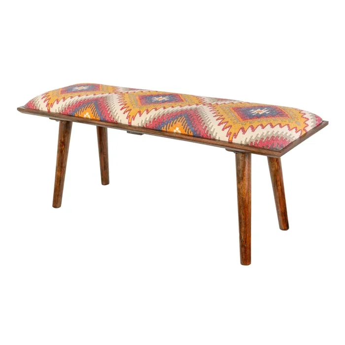Alsea Multicolor Diamond Upholstered Bench