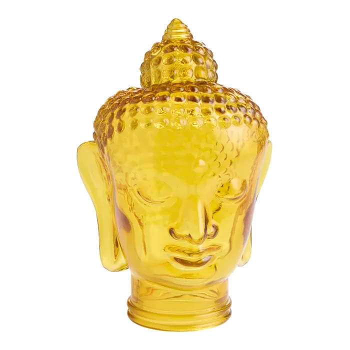Amber Art Glass Buddha Head Tabletop Decor