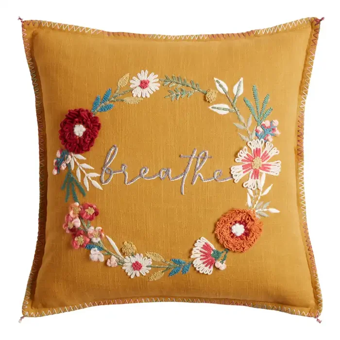 Amber Embroidered Breathe Throw Pillow