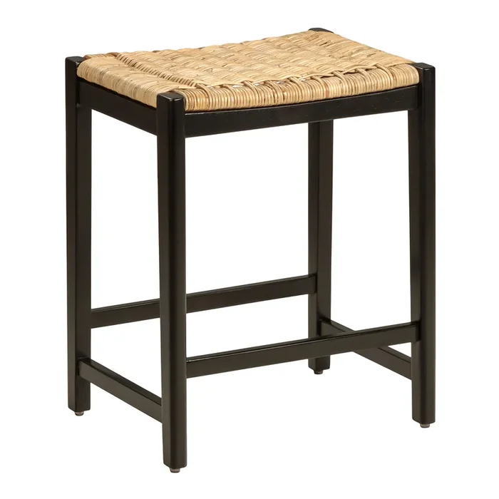Amolea Wood and Rattan Backless Counter Stool