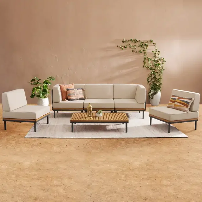 Andorra 6 Piece Modular Outdoor Furniture Set with Table