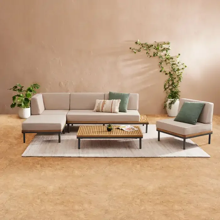 Andorra 6 Piece Modular Outdoor Sectional Set with Ottoman