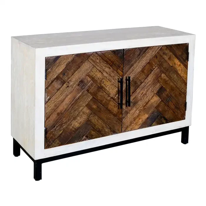 Angrave Two Tone Mango Wood and Metal Storage Cabinet