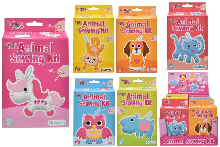 Animal Sewing Kits 6 Assorted Colour Box & Display Box – Case of 12