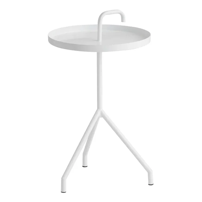 Anisa Round Steel Tray Top Outdoor Side Table with Handle