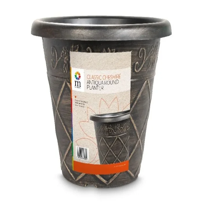 Antiqua Planter 35cm x 25.5cm Black with Green