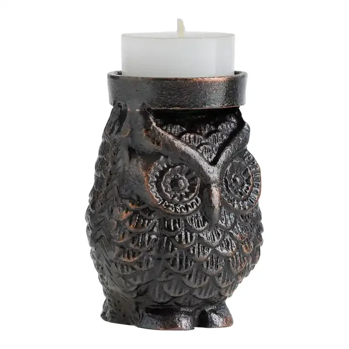 Antique Bronze Owl Tealight Candle Holder
