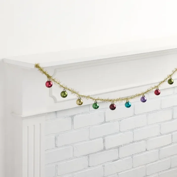 Antique Gold Retro Tinsel with Ball Ornaments Garland