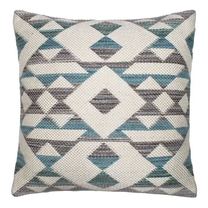 Aqua Blue Geo Diamond Indoor Outdoor Throw Pillow