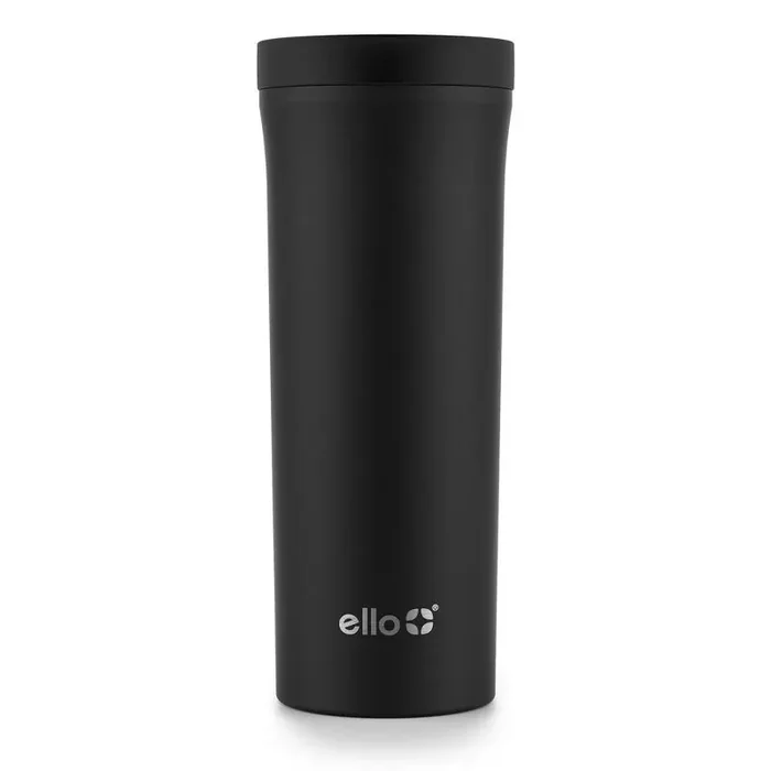 Arabica 18oz Stainless Steel Travel Mug Black – Ello Double-Wall Coffee Tumbler, Hand Wash, Dishwasher-Safe Parts