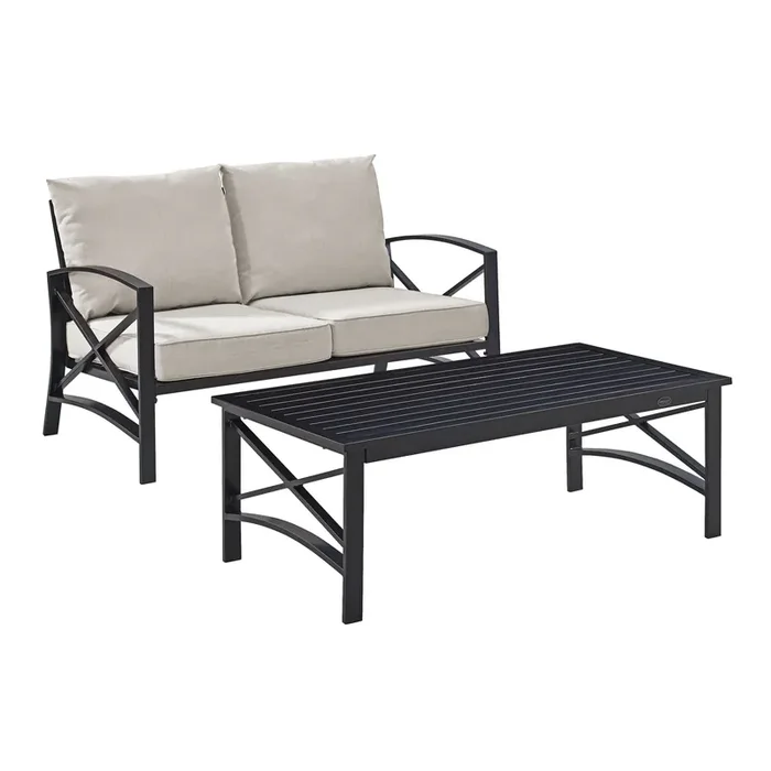 Araceli Metal 2 Piece Outdoor Loveseat Furniture Set