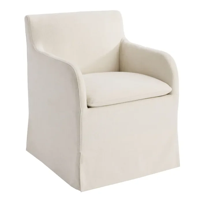 Arielle Textured Woven Upholstered Rolling Dining Chair