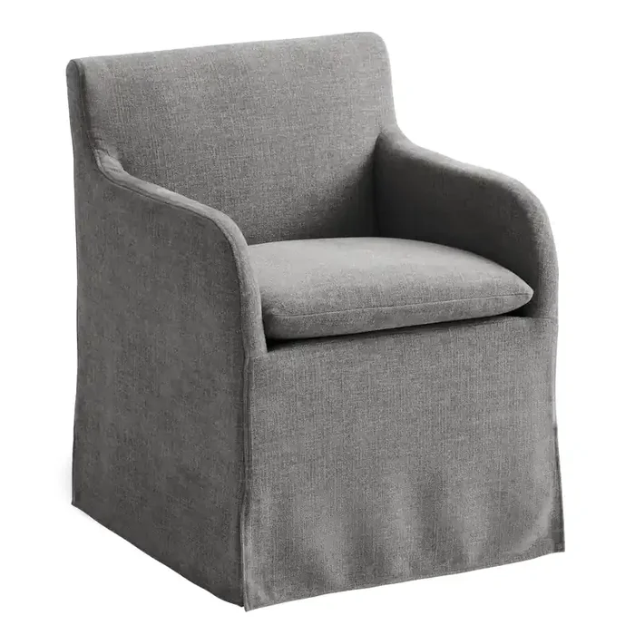 Arielle Textured Woven Upholstered Rolling Dining Chair