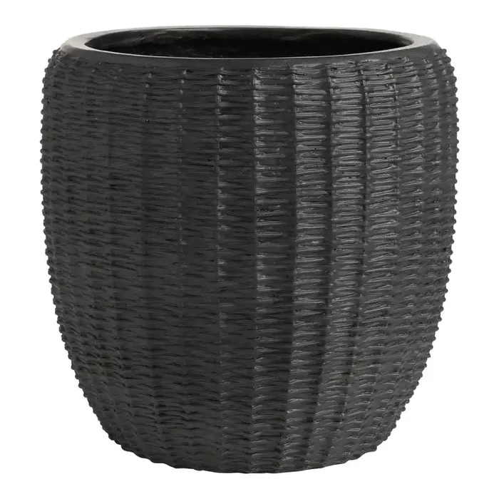 Armeen Black Basket Weave Outdoor Planter
