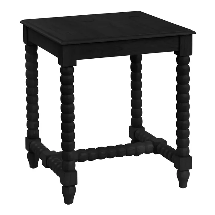 Ashbury Matte Black Wood Bobbin Side Table
